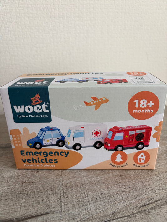 Houten Hulpdienst Voertuigen – 3 stuks 🚒