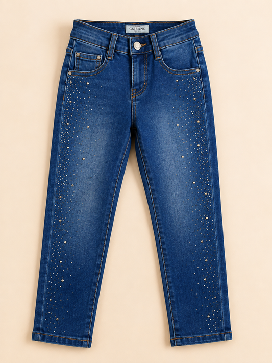 Jeans met studs details - Blauw