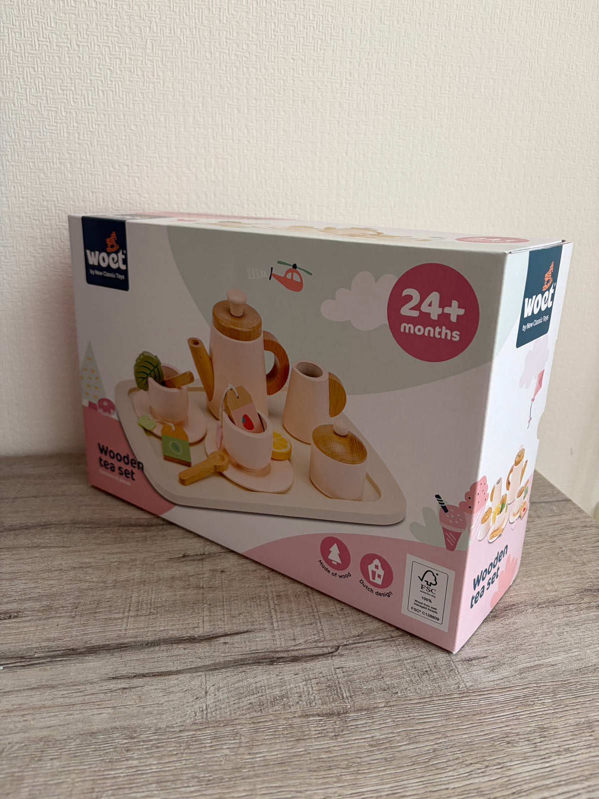 Houten Theeservies – 16-delig 🫖🌸