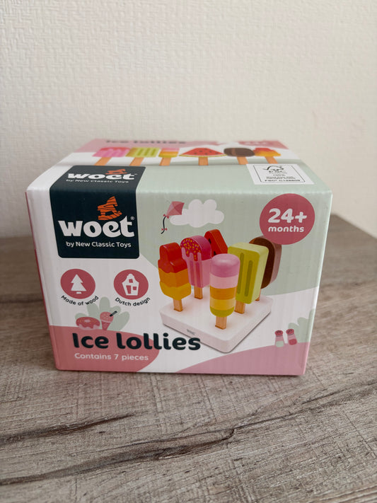 Houten IJsjes Set met Houder – 7-delig 🍦