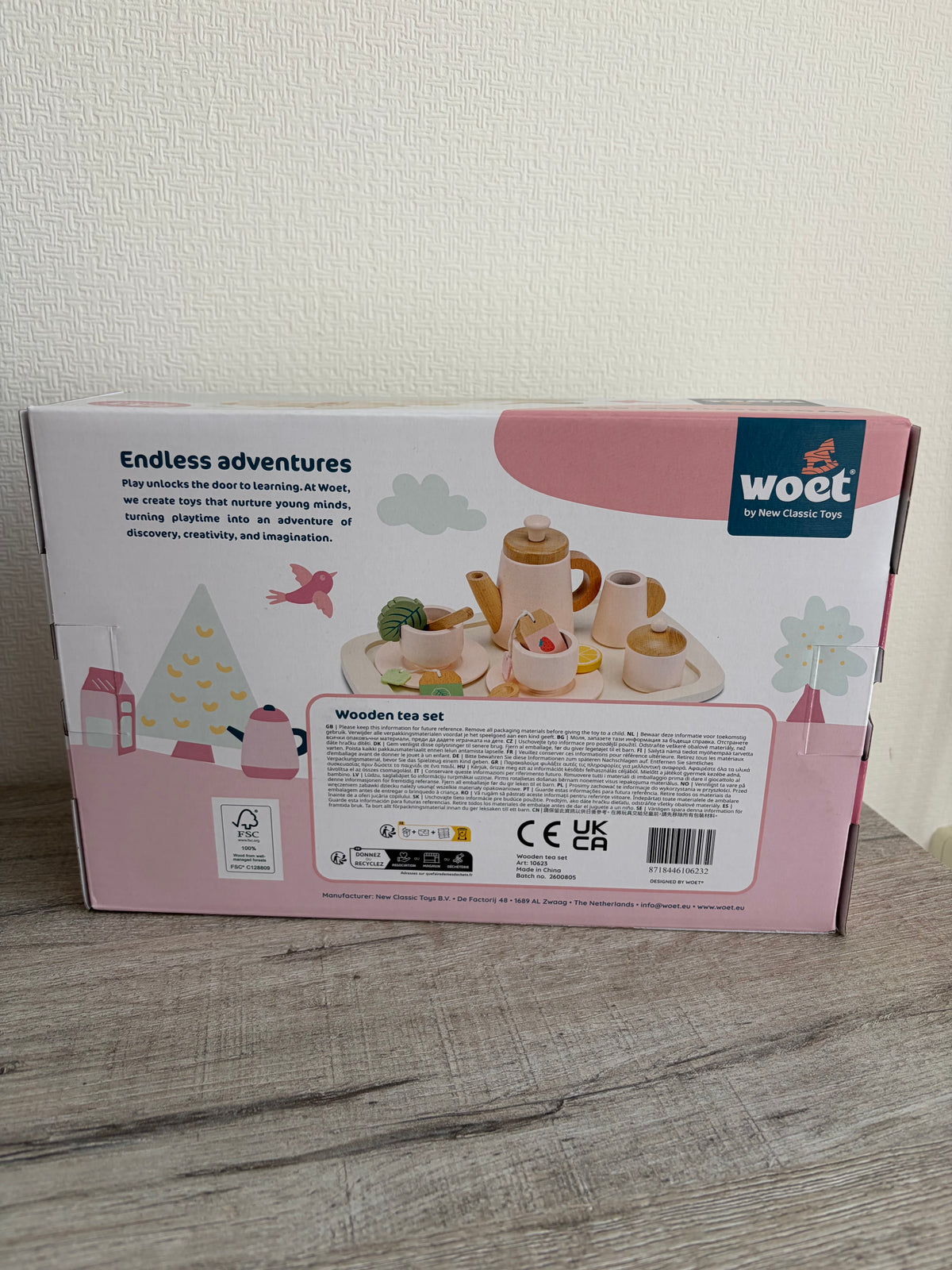 Houten Theeservies – 16-delig 🫖🌸